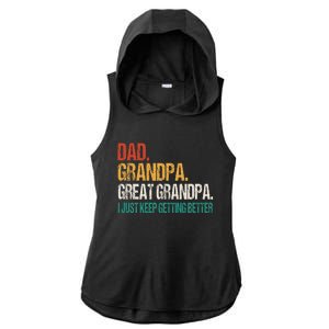 Dad Grandpa Great Grandpa Fathers Day Ladies PosiCharge Tri-Blend Wicking Draft Hoodie Tank