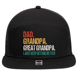 Dad Grandpa Great Grandpa Fathers Day 7 Panel Mesh Trucker Snapback Hat