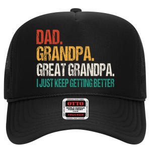 Dad Grandpa Great Grandpa Fathers Day High Crown Mesh Back Trucker Hat