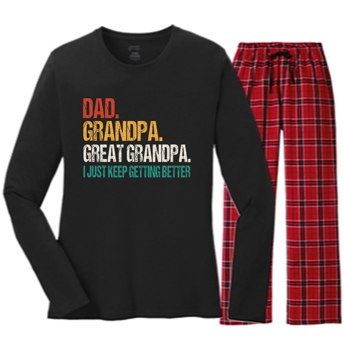 Dad Grandpa Great Grandpa Fathers Day Women's Long Sleeve Flannel Pajama Set 