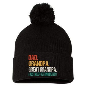 Dad Grandpa Great Grandpa Fathers Day Pom Pom 12in Knit Beanie