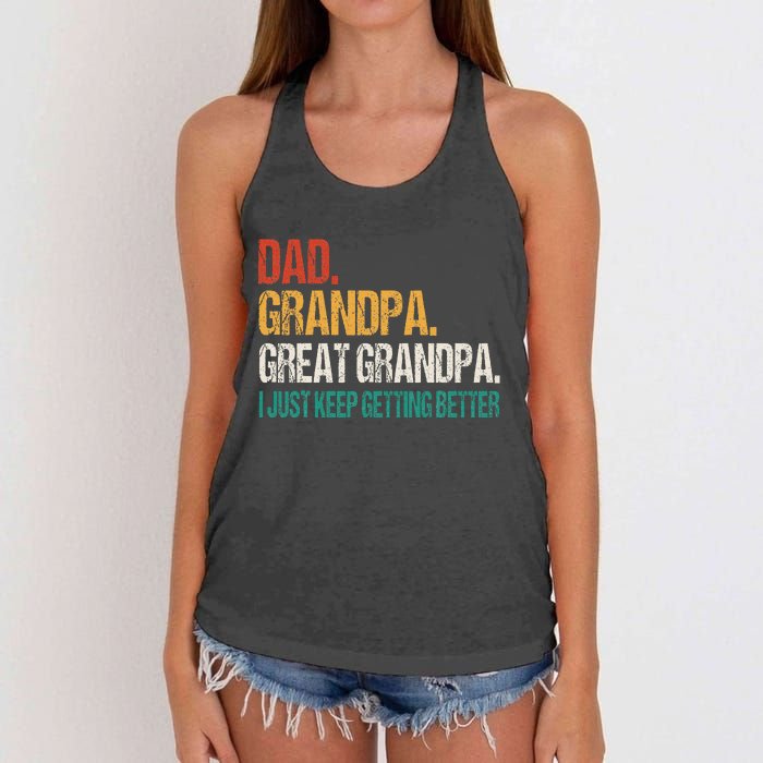 Dad Grandpa Great Grandpa Fathers Day Women's Knotted Racerback Tank