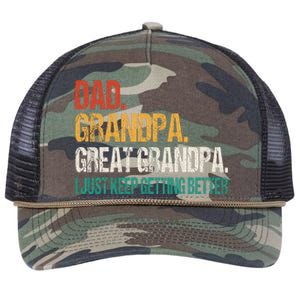 Dad Grandpa Great Grandpa Fathers Day Retro Rope Trucker Hat Cap