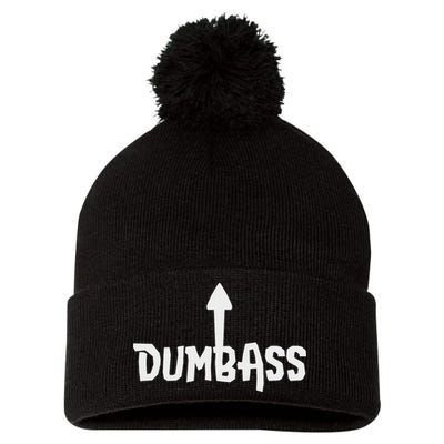 Dumbass Gag Gift Self Deprecating Dumb Ass Arrow Up Pom Pom 12in Knit Beanie