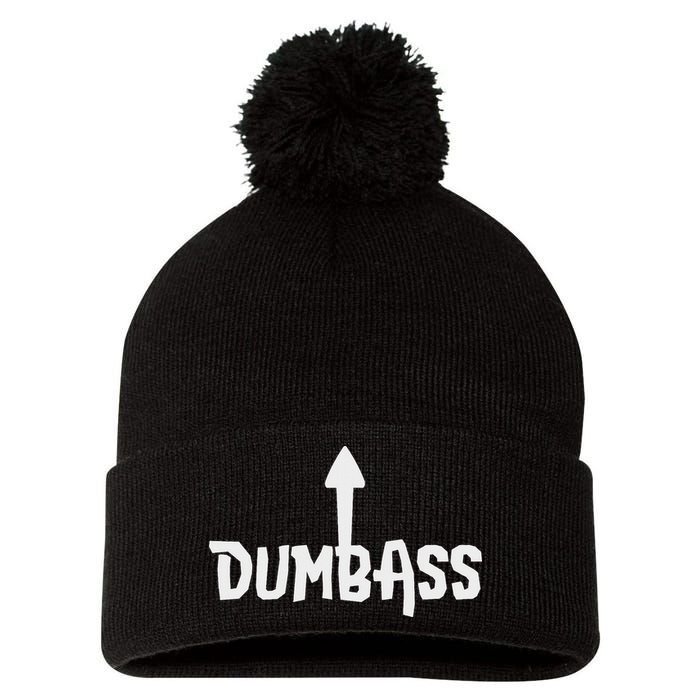 Dumbass Gag Gift Self Deprecating Dumb Ass Arrow Up Pom Pom 12in Knit Beanie