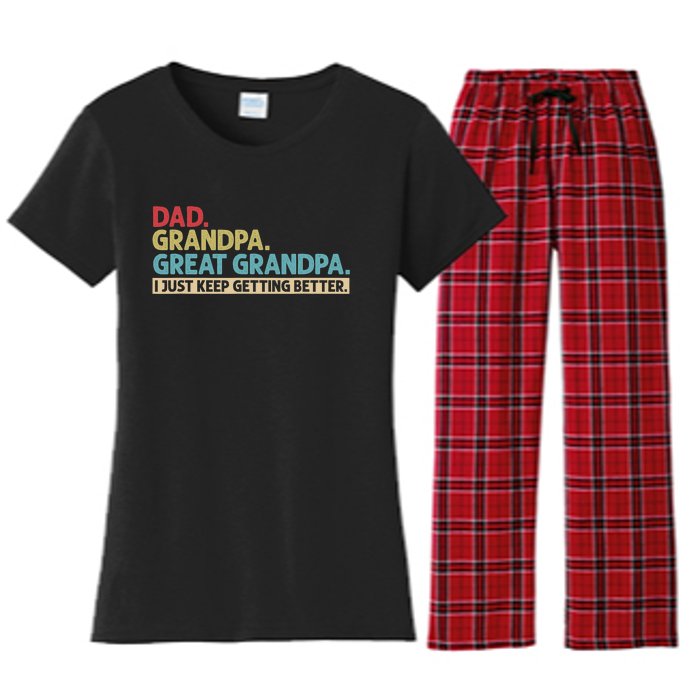 Dad Grandpa Great Grandpa I Just Keep Getting Better Women's Flannel Pajama Set