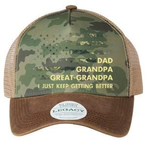 Dad Grandpa Great Grandpa Fathers Day Flag Gift Tee Legacy Tie Dye Trucker Hat