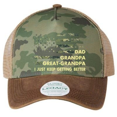 Dad Grandpa Great Grandpa Fathers Day Flag Gift Tee Legacy Tie Dye Trucker Hat
