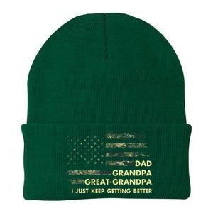 Dad Grandpa Great Grandpa Fathers Day Flag Gift Tee Knit Cap Winter Beanie