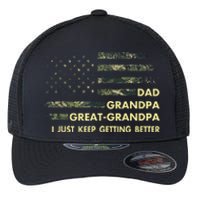 Dad Grandpa Great Grandpa Fathers Day Flag Gift Tee Flexfit Unipanel Trucker Cap