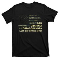 Dad Grandpa Great Grandpa Fathers Day Flag Gift Tee T-Shirt