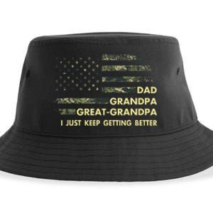 Dad Grandpa Great Grandpa Fathers Day Flag Gift Tee Sustainable Bucket Hat