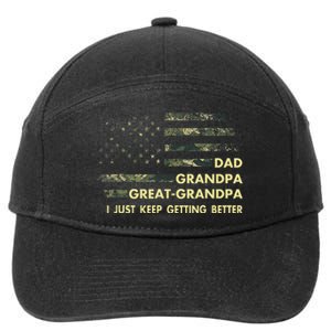 Dad Grandpa Great Grandpa Fathers Day Flag Gift Tee 7-Panel Snapback Hat