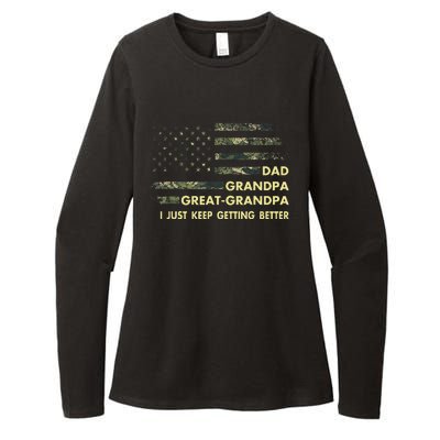 Dad Grandpa Great Grandpa Fathers Day Flag Gift Tee Womens CVC Long Sleeve Shirt