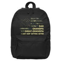 Dad Grandpa Great Grandpa Fathers Day Flag Gift Tee 16 in Basic Backpack