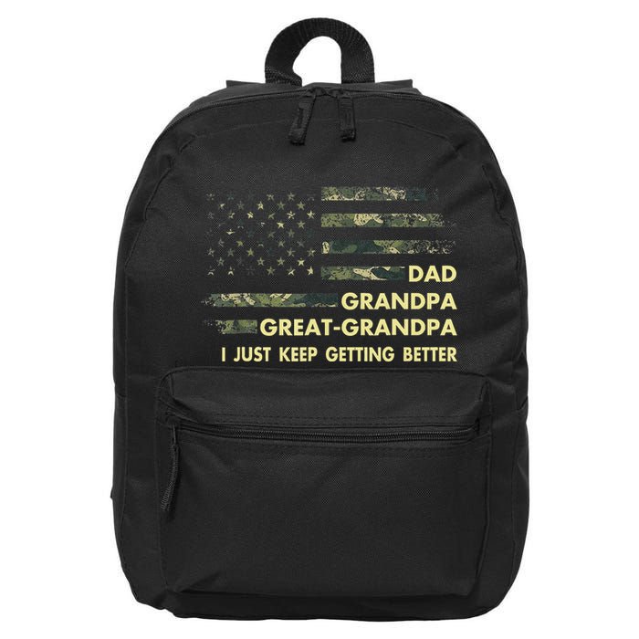 Dad Grandpa Great Grandpa Fathers Day Flag Gift Tee 16 in Basic Backpack