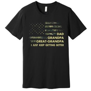 Dad Grandpa Great Grandpa Fathers Day Flag Gift Tee Premium T-Shirt