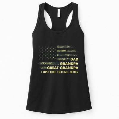 Dad Grandpa Great Grandpa Fathers Day Flag Gift Tee Womens Tank Top