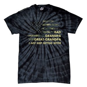 Dad Grandpa Great Grandpa Fathers Day Flag Gift Tee Tie-Dye T-Shirt