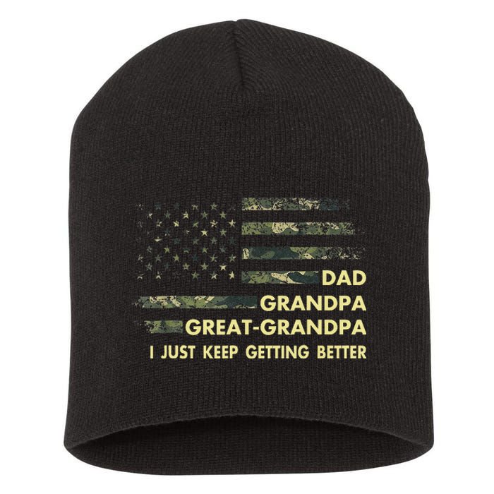 Dad Grandpa Great Grandpa Fathers Day Flag Gift Tee Short Acrylic Beanie