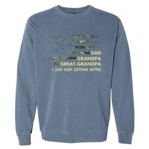 Dad Grandpa Great Grandpa Fathers Day Flag Gift Tee Garment-Dyed Sweatshirt