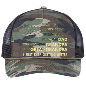 Dad Grandpa Great Grandpa Fathers Day Flag Gift Tee Retro Rope Trucker Hat Cap