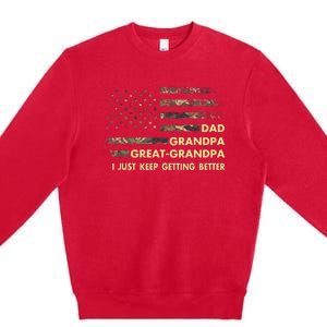 Dad Grandpa Great Grandpa Fathers Day Flag Gift Tee Premium Crewneck Sweatshirt