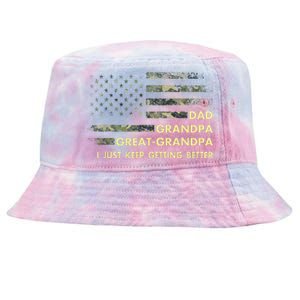 Dad Grandpa Great Grandpa Fathers Day Flag Gift Tee Tie-Dyed Bucket Hat