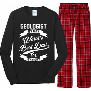 Dad Geologist Gift Geologist By Day Dad At Night Funny Gift Long Sleeve Pajama Set