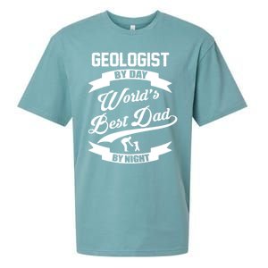 Dad Geologist Gift Geologist By Day Dad At Night Funny Gift Sueded Cloud Jersey T-Shirt