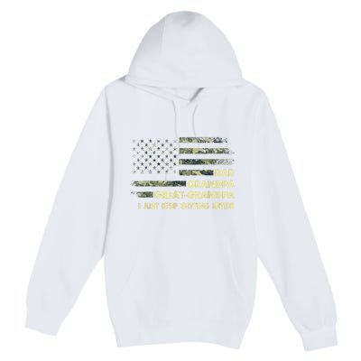 Dad Grandpa Great Grandpa Fathers Day Flag Gift Premium Pullover Hoodie