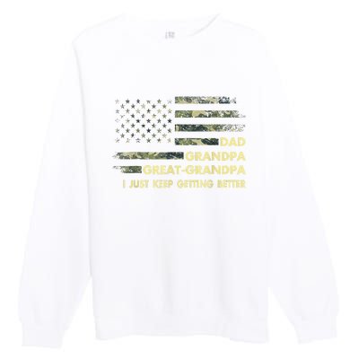 Dad Grandpa Great Grandpa Fathers Day Flag Gift Premium Crewneck Sweatshirt