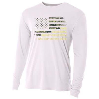 Dad Grandpa Great Grandpa Fathers Day Flag Gift Cooling Performance Long Sleeve Crew