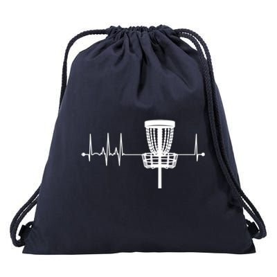 Disc Golf Heartbeat Pulse Frisbee Golf Gift Love Disc Golf Gift Drawstring Bag