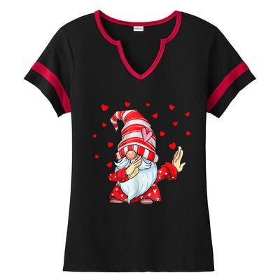 Dabbing Gnomes Heart Happy Valentines Day Couple Gifts Ladies Halftime Notch Neck Tee