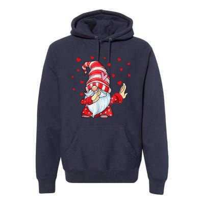 Dabbing Gnomes Heart Happy Valentines Day Couple Gifts Premium Hoodie