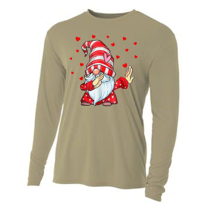 Dabbing Gnomes Heart Happy Valentines Day Couple Gifts Cooling Performance Long Sleeve Crew