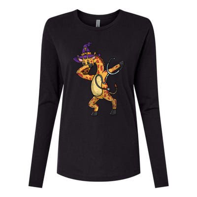 Dabbing Giraffe Halloween Nurse Vintage Gift Womens Cotton Relaxed Long Sleeve T-Shirt