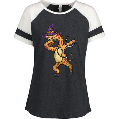 Dabbing Giraffe Halloween Nurse Vintage Gift Enza Ladies Jersey Colorblock Tee