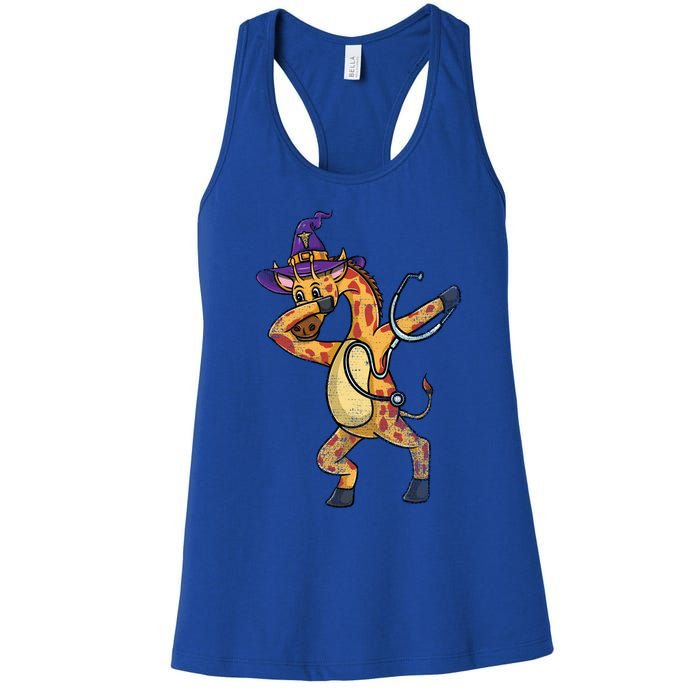 Dabbing Giraffe Halloween Nurse Vintage Gift Women's Racerback Tank