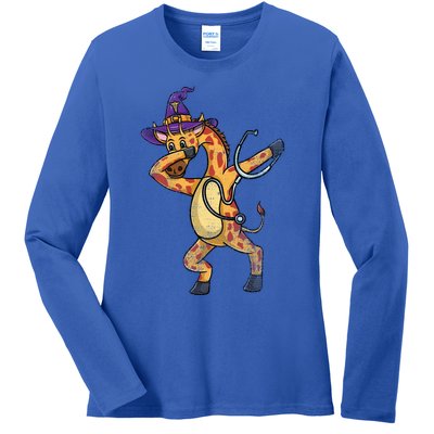 Dabbing Giraffe Halloween Nurse Vintage Gift Ladies Long Sleeve Shirt