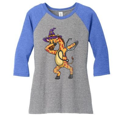 Dabbing Giraffe Halloween Nurse Vintage Gift Women's Tri-Blend 3/4-Sleeve Raglan Shirt