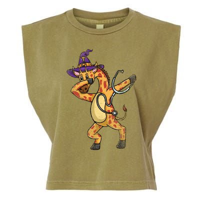 Dabbing Giraffe Halloween Nurse Vintage Gift Garment-Dyed Women's Muscle Tee