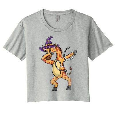 Dabbing Giraffe Halloween Nurse Vintage Gift Women's Crop Top Tee