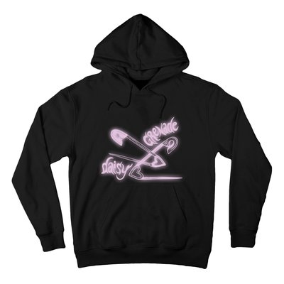 Daisy Grenade Heart Safety Pins Boyfriend Fit Hoodie