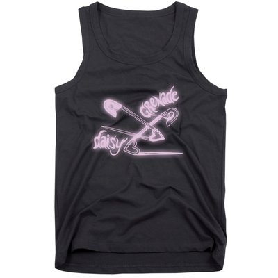 Daisy Grenade Heart Safety Pins Boyfriend Fit Tank Top