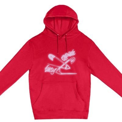 Daisy Grenade Heart Safety Pins Boyfriend Fit Premium Pullover Hoodie