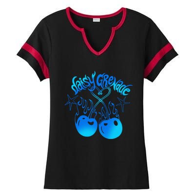 Daisy Grenade Hot T.O.P.I.C Daisy Grenade Flaming Cherries Ladies Halftime Notch Neck Tee