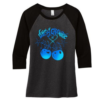 Daisy Grenade Hot T.O.P.I.C Daisy Grenade Flaming Cherries Women's Tri-Blend 3/4-Sleeve Raglan Shirt