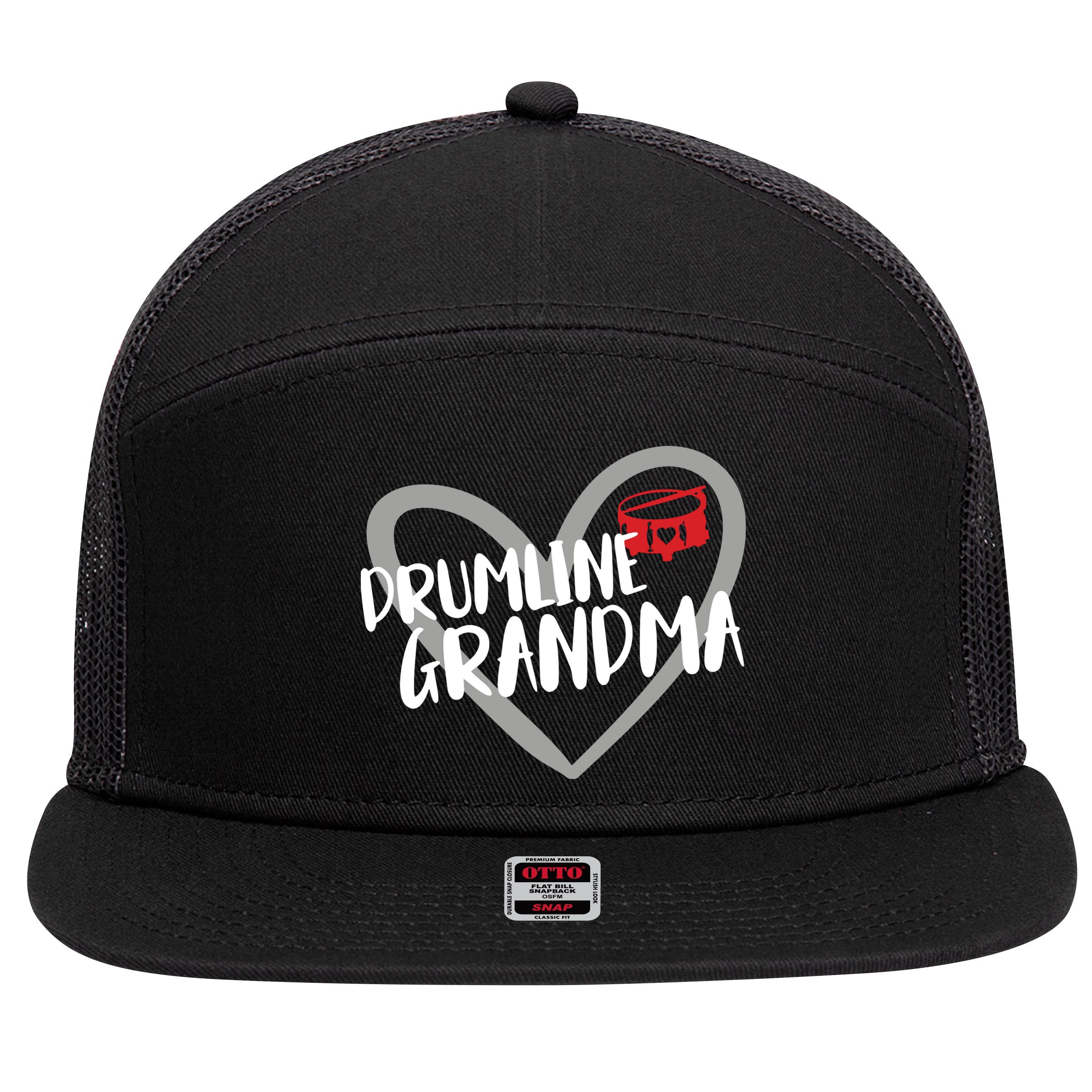 Drumline Grandma Heart Marching Band 7 Panel Mesh Trucker Snapback Hat